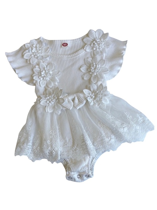 Other - White Floral Lace Baby Romper Baptism Wedding Special Occasion Size 18-24 months